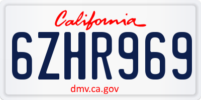 CA license plate 6ZHR969