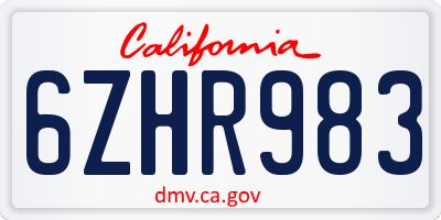 CA license plate 6ZHR983
