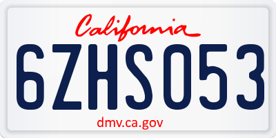 CA license plate 6ZHS053