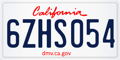 CA license plate 6ZHS054