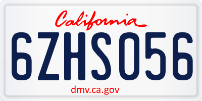CA license plate 6ZHS056