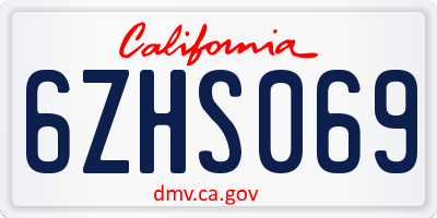 CA license plate 6ZHS069