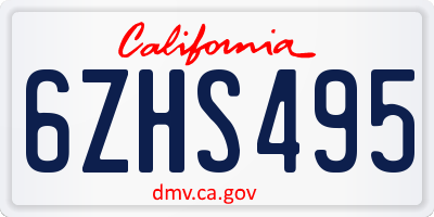 CA license plate 6ZHS495