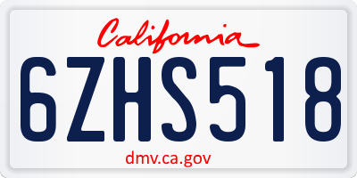 CA license plate 6ZHS518
