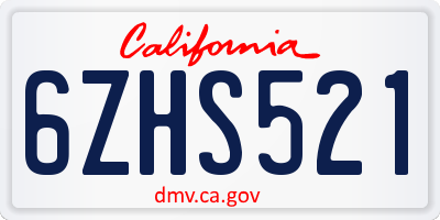 CA license plate 6ZHS521