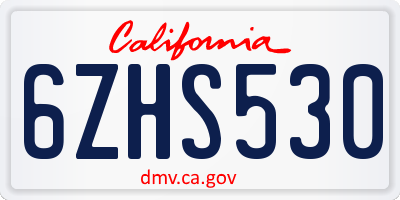 CA license plate 6ZHS530
