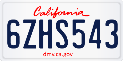 CA license plate 6ZHS543