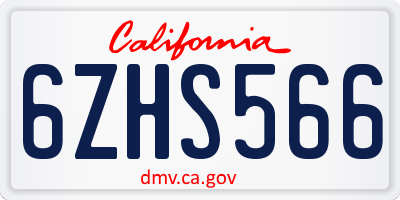 CA license plate 6ZHS566