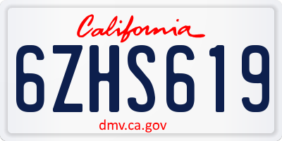 CA license plate 6ZHS619