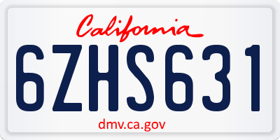 CA license plate 6ZHS631