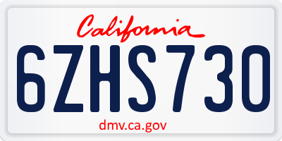 CA license plate 6ZHS730