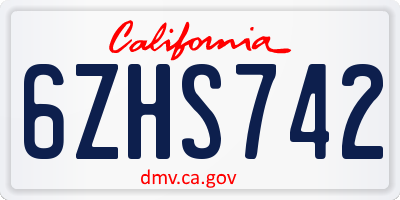 CA license plate 6ZHS742