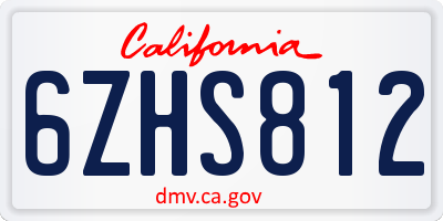 CA license plate 6ZHS812