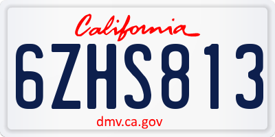 CA license plate 6ZHS813