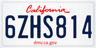 CA license plate 6ZHS814