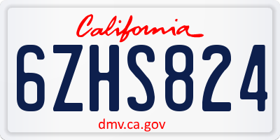 CA license plate 6ZHS824