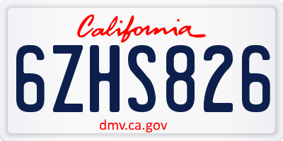 CA license plate 6ZHS826