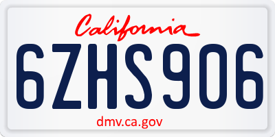 CA license plate 6ZHS906
