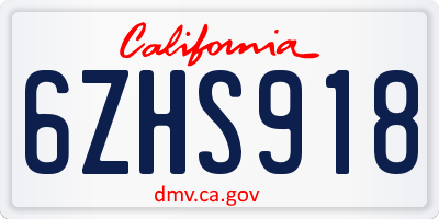 CA license plate 6ZHS918