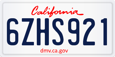 CA license plate 6ZHS921