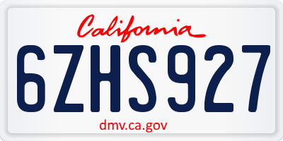 CA license plate 6ZHS927
