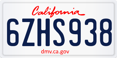 CA license plate 6ZHS938
