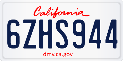 CA license plate 6ZHS944