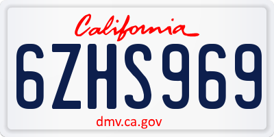 CA license plate 6ZHS969