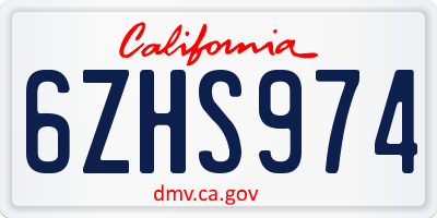 CA license plate 6ZHS974