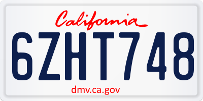 CA license plate 6ZHT748