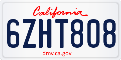 CA license plate 6ZHT808