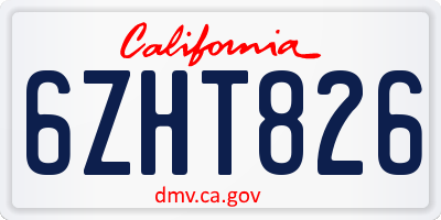 CA license plate 6ZHT826