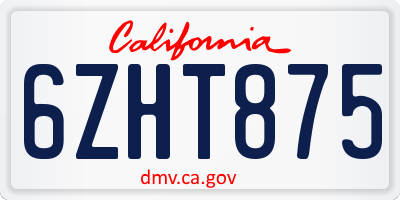 CA license plate 6ZHT875