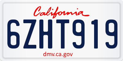 CA license plate 6ZHT919