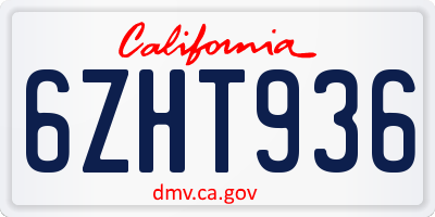 CA license plate 6ZHT936