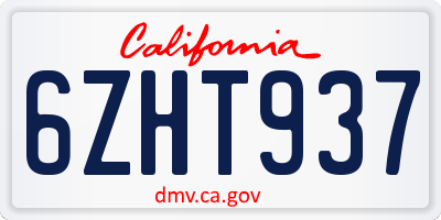 CA license plate 6ZHT937