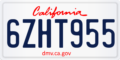 CA license plate 6ZHT955