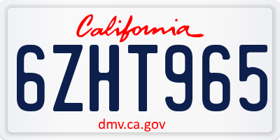 CA license plate 6ZHT965