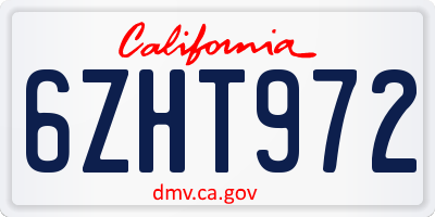 CA license plate 6ZHT972