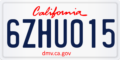 CA license plate 6ZHU015