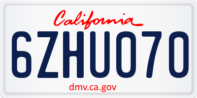 CA license plate 6ZHU070