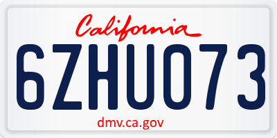 CA license plate 6ZHU073