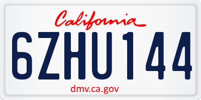 CA license plate 6ZHU144