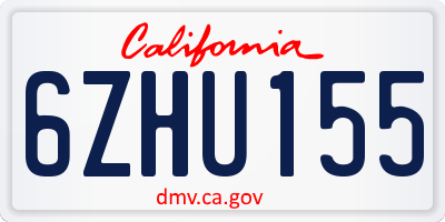CA license plate 6ZHU155