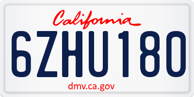 CA license plate 6ZHU180