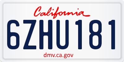 CA license plate 6ZHU181