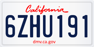 CA license plate 6ZHU191