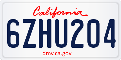 CA license plate 6ZHU204