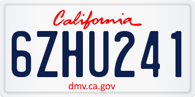 CA license plate 6ZHU241