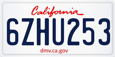 CA license plate 6ZHU253
